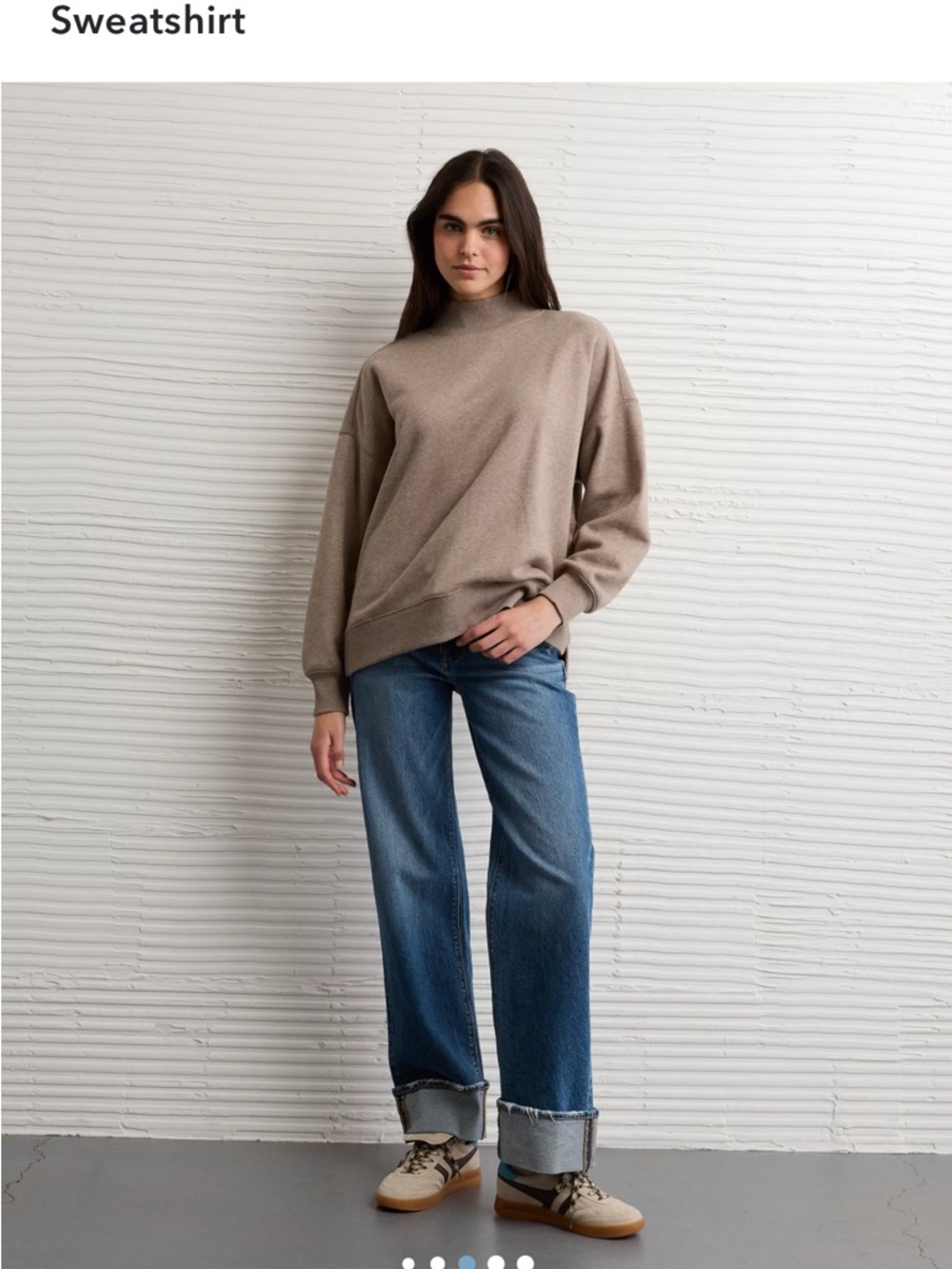 Women's Mock Neck Sweater in coffee - Picture 3 of 3